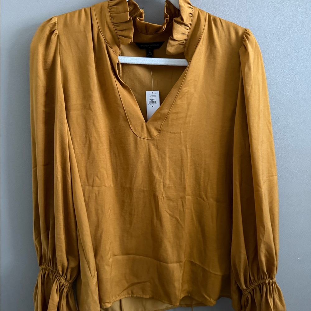 Banana Republic Golden Ruffle Blouse
